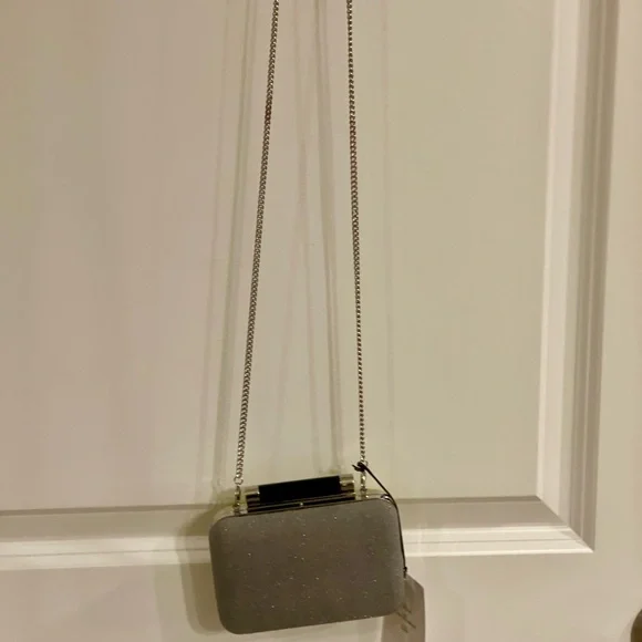 - DVF charming leather and sparkle minaudiere clutch/handbag with removabl…